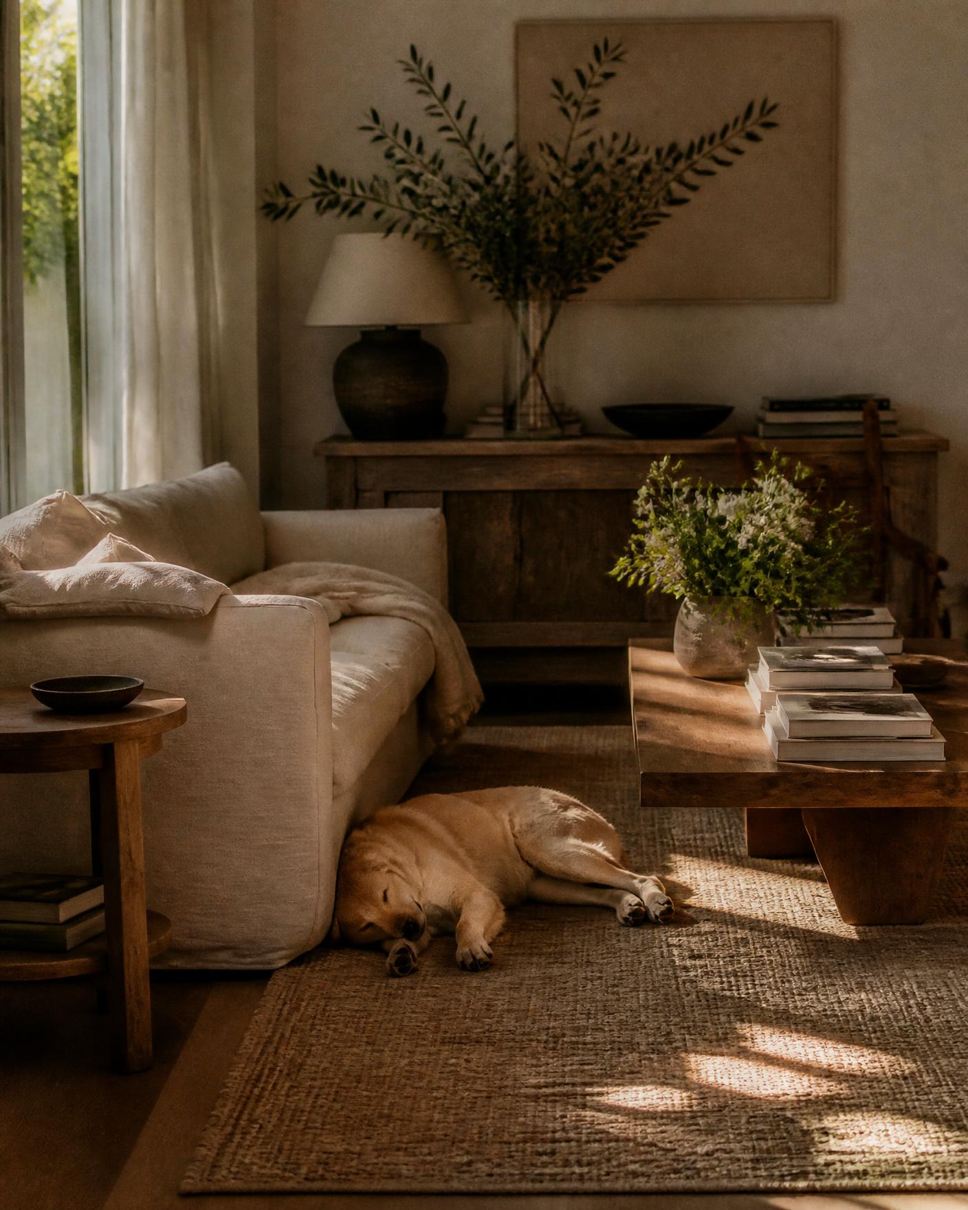 A calm, cared-for living room
